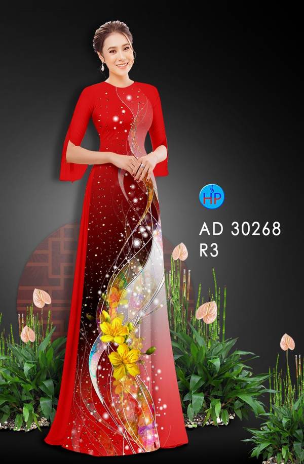 Vải Áo Dài Hoa Mai Vàng AD 30268 8